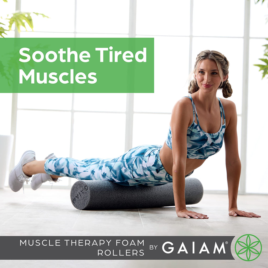 Gaiam Restore Marbled Foam Roller For Muscle Massage - 18'' Muscle Massager For Stimulation - Total Body Pain Relief, Back, Neck