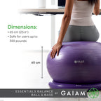 Gaiam Essentials Balance Ball & Base Kit, 65Cm Yoga Ball Chair, Exercise Ball With Inflatable Ring Base For Home Or Office Desk,