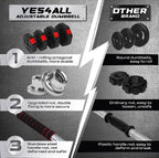Yes4All Upgraded 44Lbs/66Lbs Pair Adjustable Weights Dumbbells Set, Free Weights Dumbbells Set With Connector And Stainless Stee