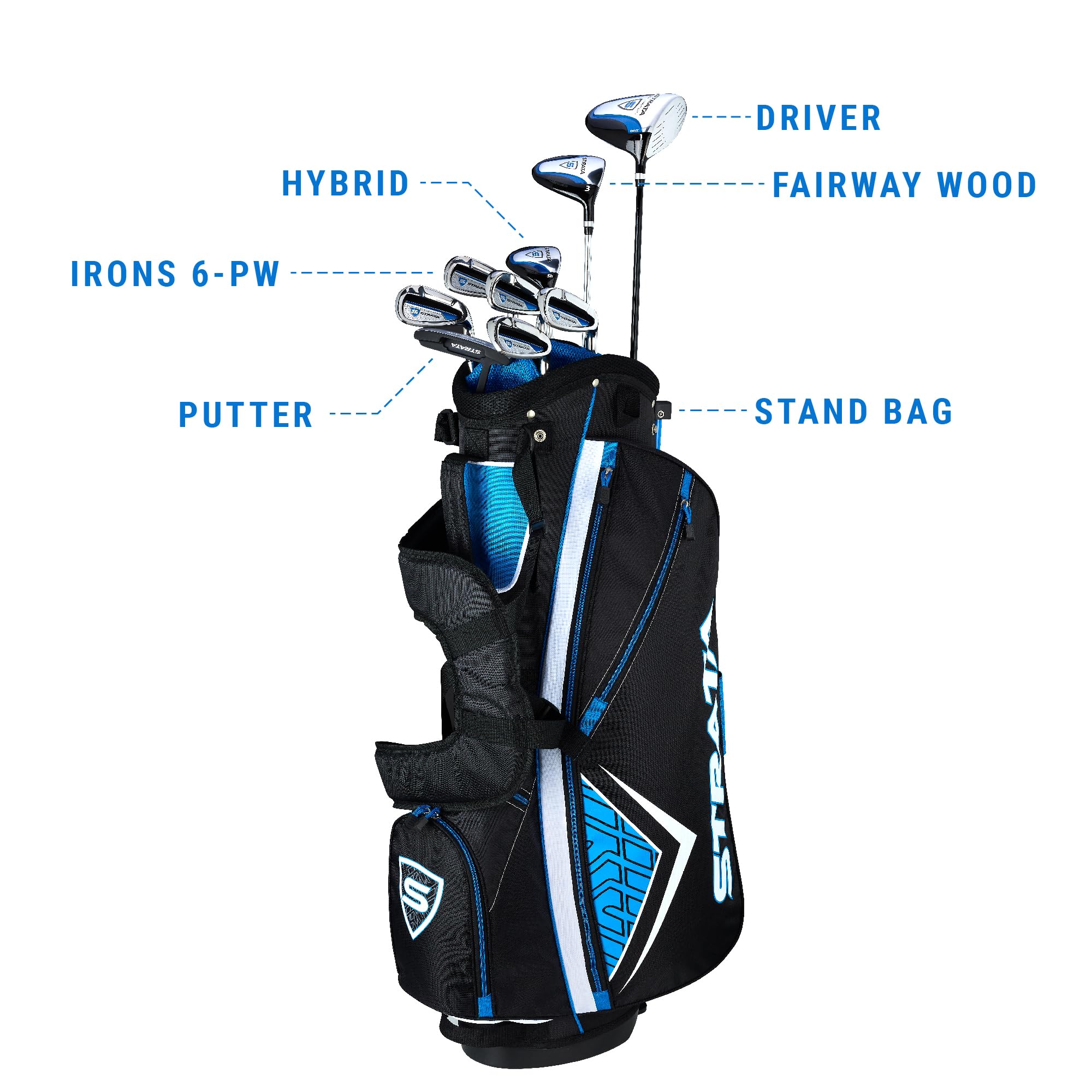 Callaway Golf Men'S Strata Complete 12 Piece Package Set (Left Hand, Blue)