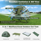 Dortala 2-Person Tent Cot, Foldable Camping Tent W/Air Mattress & Sleeping Bag, Elevated Camping Tent W/Waterproof & Uv-Resistan