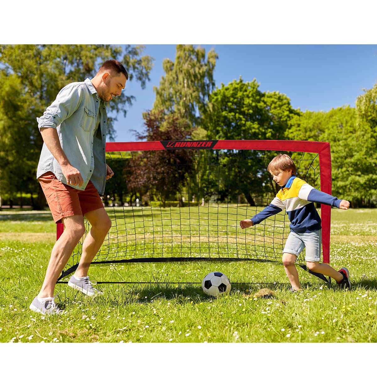 L Runnzer Portable Soccer Goals, Kids Soccer Nets For Backyard For Training & Practice, Soccer Net For Kids With Carry Bag, 2 Se