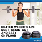 US Weight Duracast 55lb. Barbell Weight Set for Home Gym - Workout Equipment with Adjustable Weights - Durable Gym Equipment for