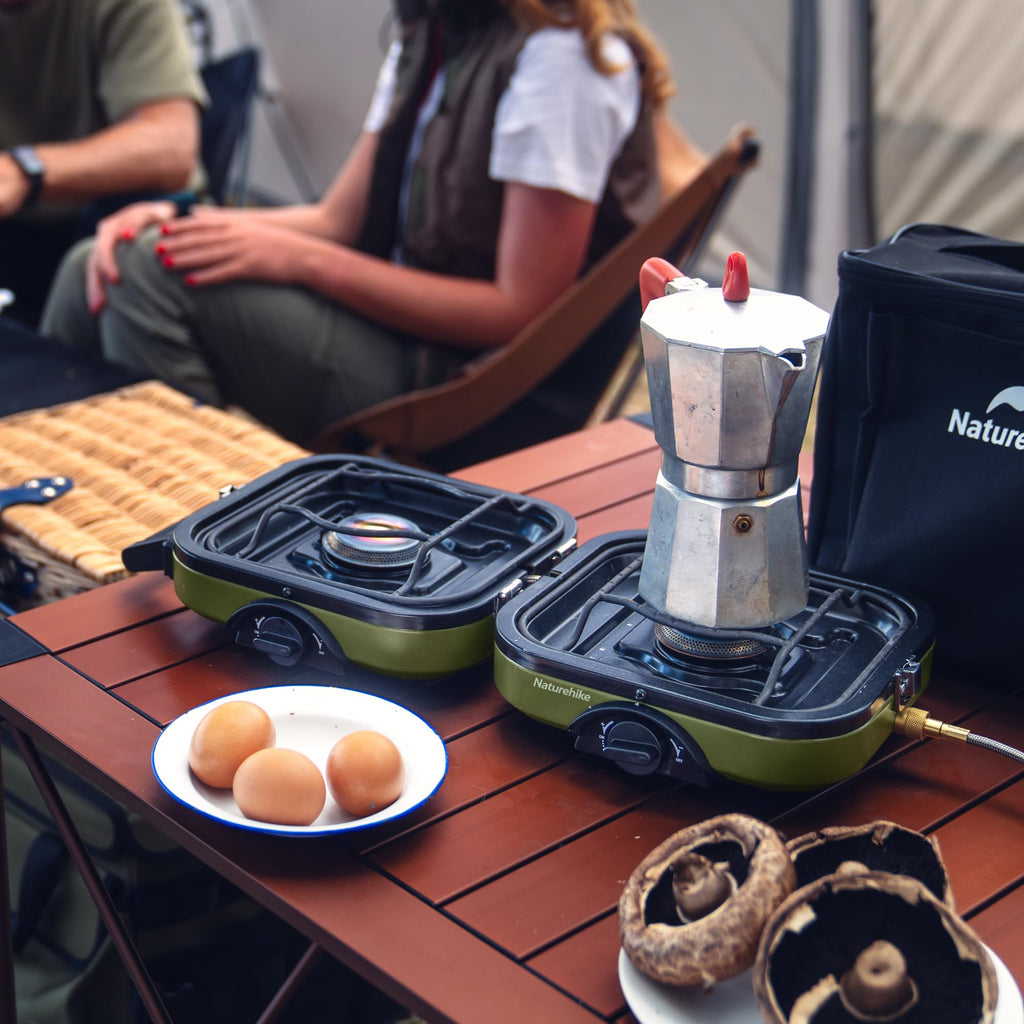 Naturehike 2 Burner Folding Camping Stove, Portable Propane Gas Stove With Carry Bag, 16000 Btu High-Performance Camp Stove With