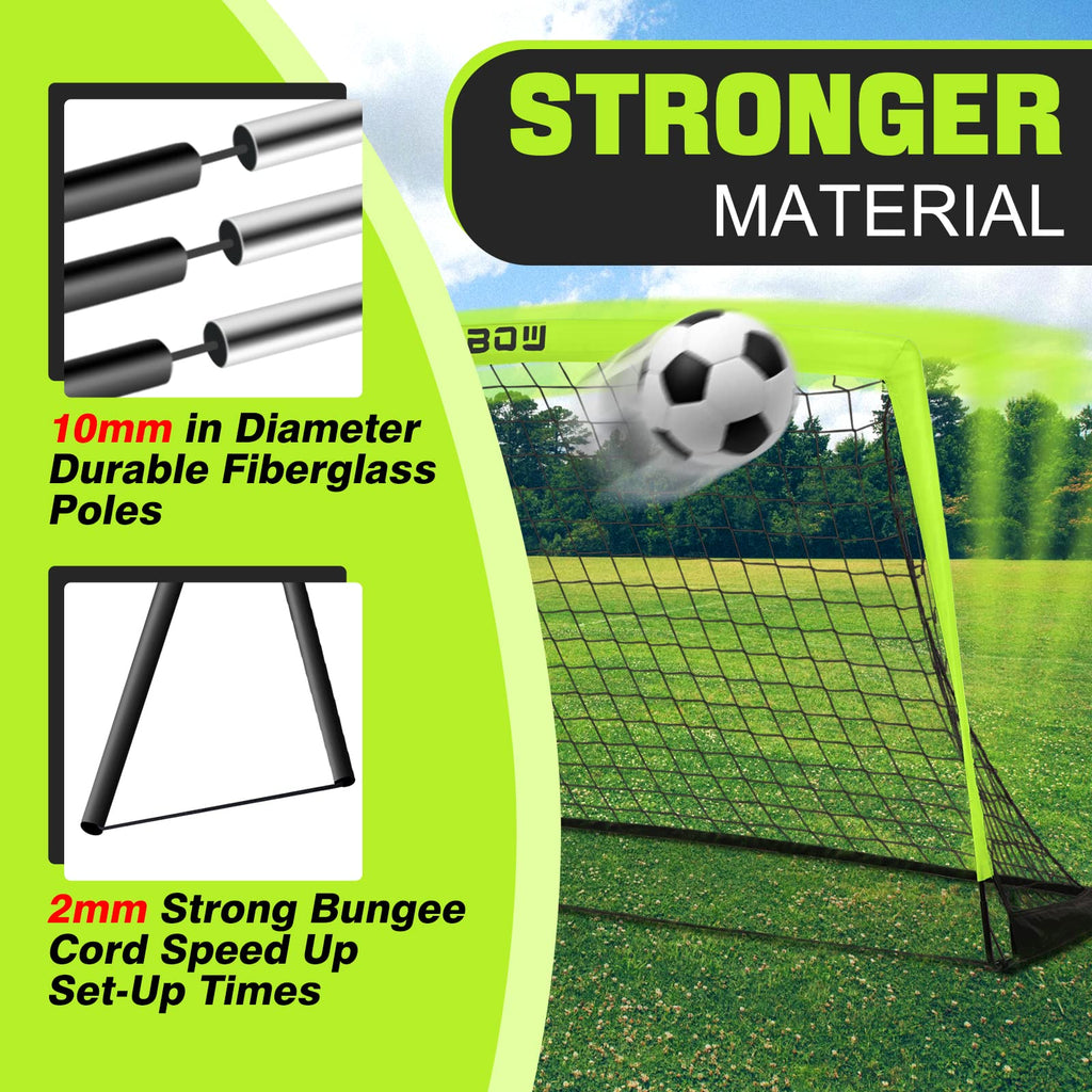 Runbow 6X4 Ft Portable Kids Soccer Goal For Backyard Practice Soccer Net Set Of 2 With Carry Bag (6X4 Ft, Light Yellow, 2 Pack)