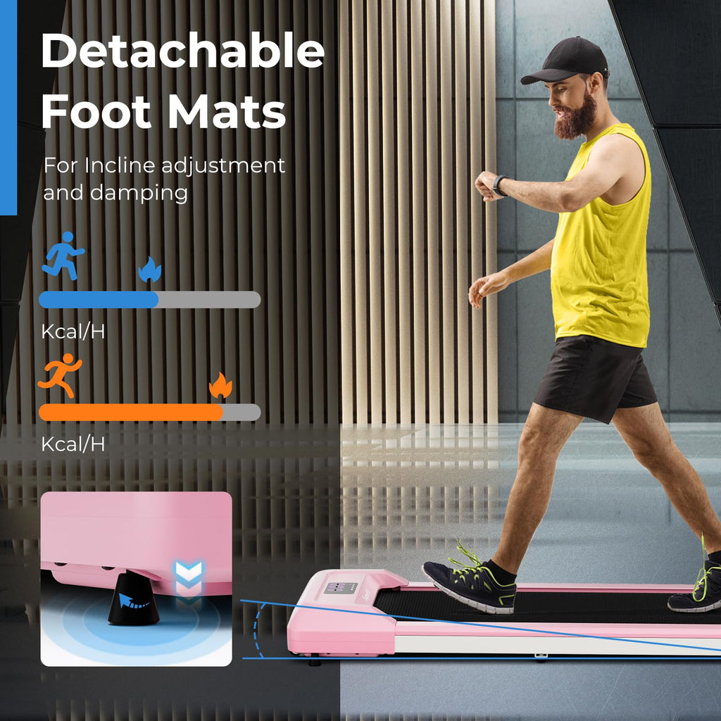 Gymax Walking Pad, 2.25Hp Under Desk Treadmill With Led Display, Remote Control & 7-Layer Belt, Compact Portable Jogging Running