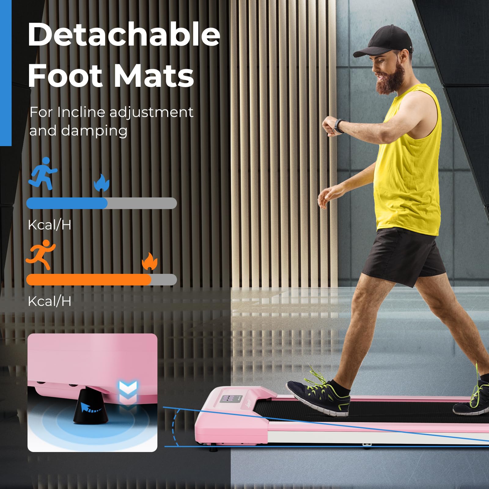 Gymax Walking Pad, 2.25Hp Under Desk Treadmill With Led Display, Remote Control & 7-Layer Belt, Compact Portable Jogging Running