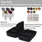 Co2Crea Hard Case Compatible With Steel Tip Or Soft Tip Darts, Holds 12 Darts And Extra Accessories, Built-In Storage Tubes And