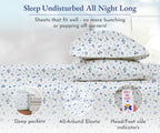 California Design Den Floral Sheets Pattern Full Sheet Set, Luxury 400 Thread Count 100 Cotton Sheets, 4 Pc Deep Pocket Full She