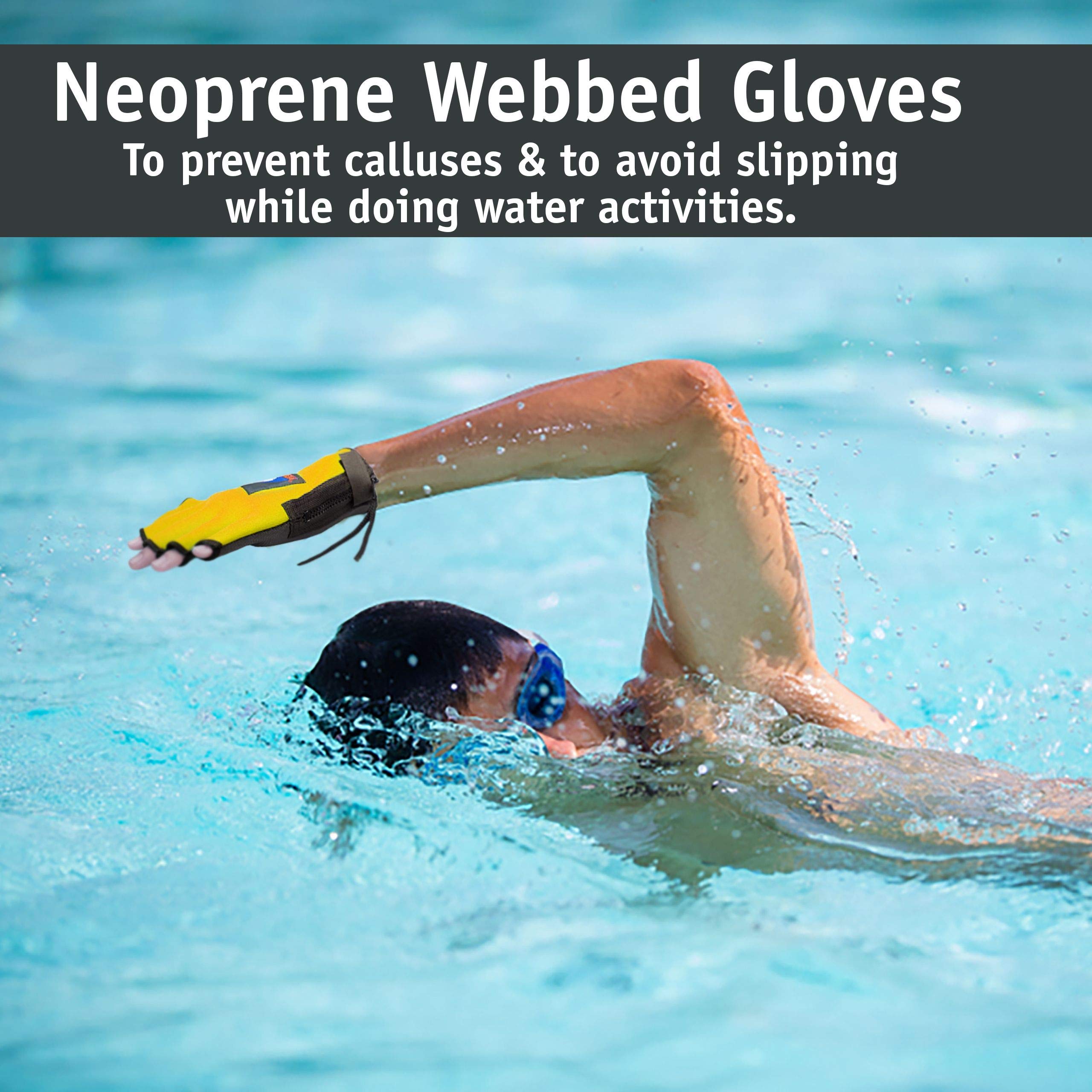 Water Gear Neoprene Fingerless Force Gloves - Aqua Fitness Gloves - Great For Workouts And Diving - Designed With Enhanced Grip