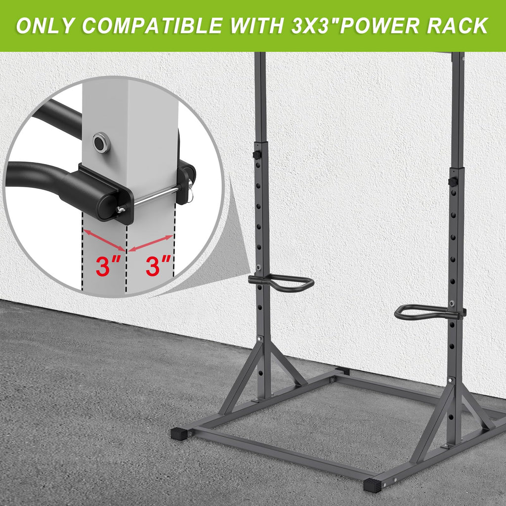 Seleware Dip Bar Attachment For 3'' X 3'' With 1'' Or 5/8'' Hole Power Cage Squat Rack, Set Of 2 Heavy Duty Steel Dip Handles Wi