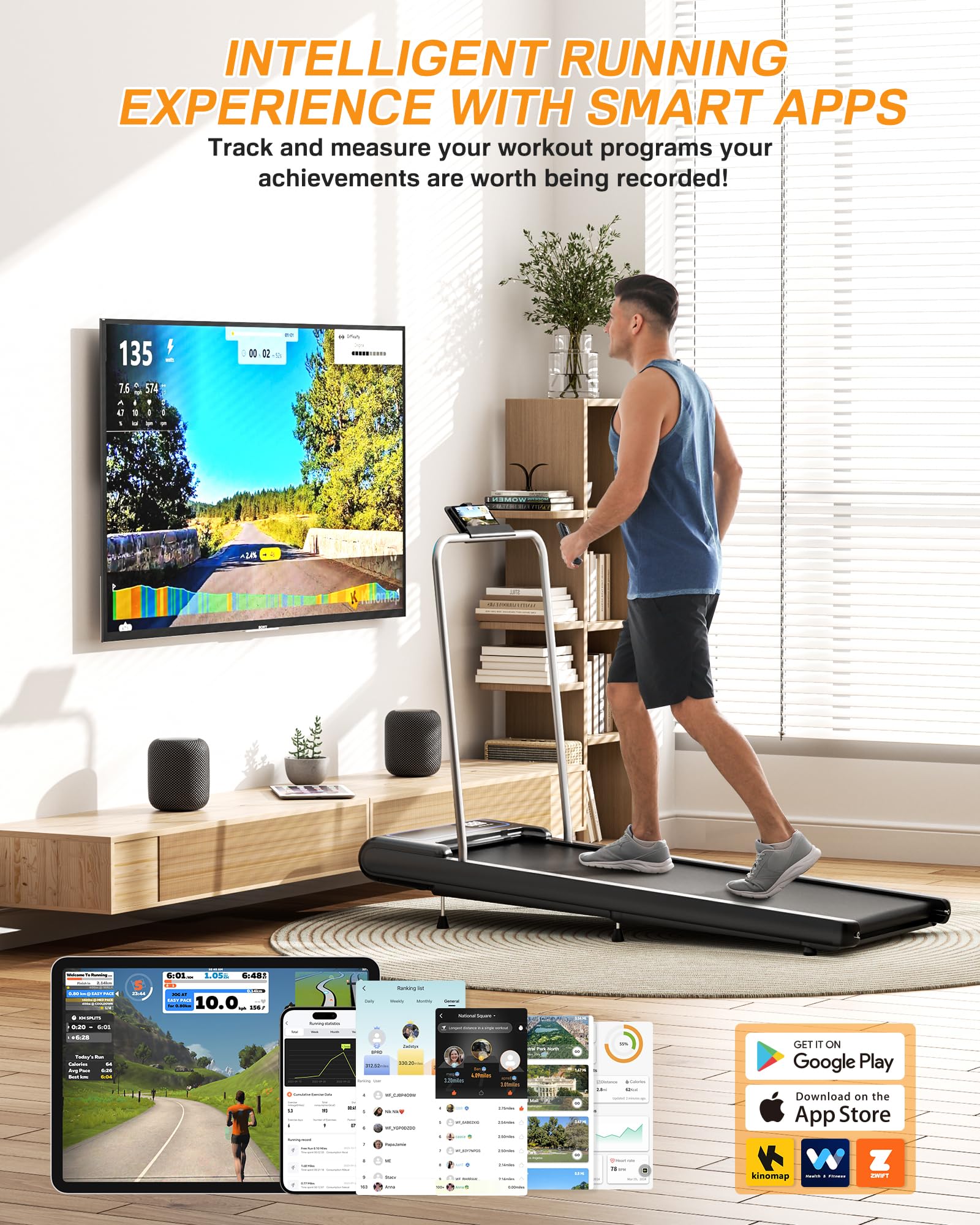 Wellfit Walking Pad Treadmill With 10% Incline And Removable Handle Bar, 2.5Hp Max 5Mph Treadmills For Home, Small Portable Trea