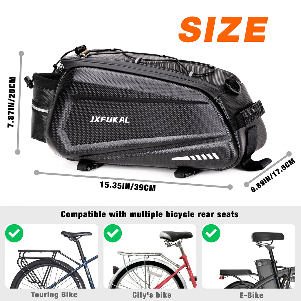 JXFUKAL Bike Bags for Bicycle Rear rack - 9.5L/17L/40L Hard Shell Waterproof Bike Ebike Trunk Pannier Saddle Seat Bag Carrier wi
