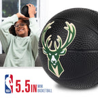 Franklin Sports Nba Milwaukee Bucks Mini Foam Basketball - Kids 5.5'' Inch Toy Basketball For Over The Door + Mini Indoor Hoops