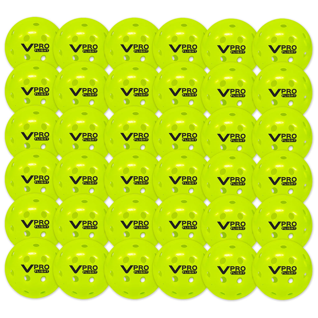 Vulcan | Vpro Flight Outdoor Pickleball | Official Ball Of The Ppa Tour & Mlp | Hi-Vis Yellow | 36 Pack