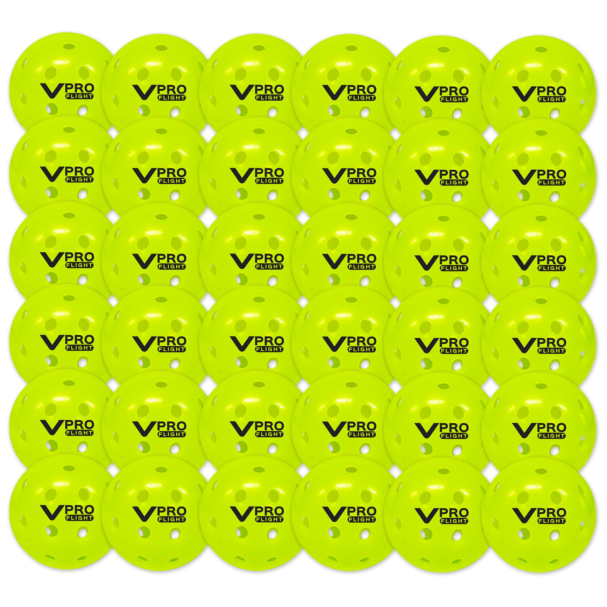 Vulcan | Vpro Flight Outdoor Pickleball | Official Ball Of The Ppa Tour & Mlp | Hi-Vis Yellow | 36 Pack