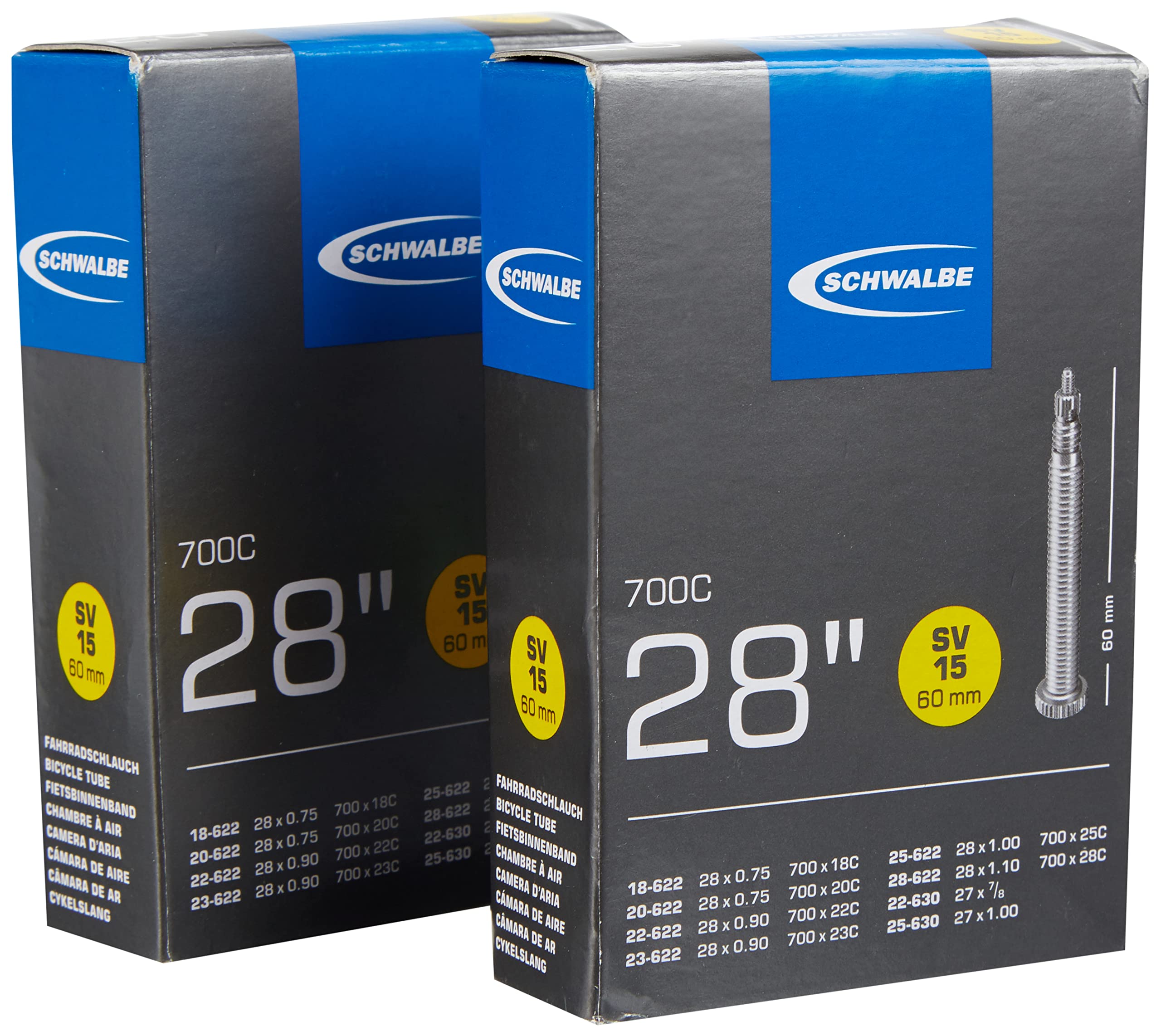 Schwalbe Unisexs Sv15 Inner Tube, Black, 700 X 18-28 (60Mm Presta Valve)