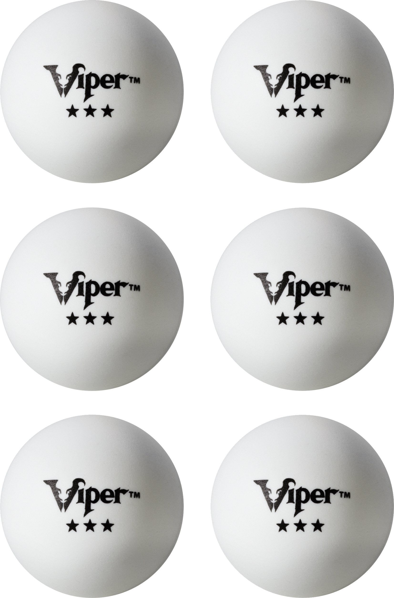 Viper Table Tennis Balls: White 40 Mm Regulation Size, 3 Star Rating, 6 Pack