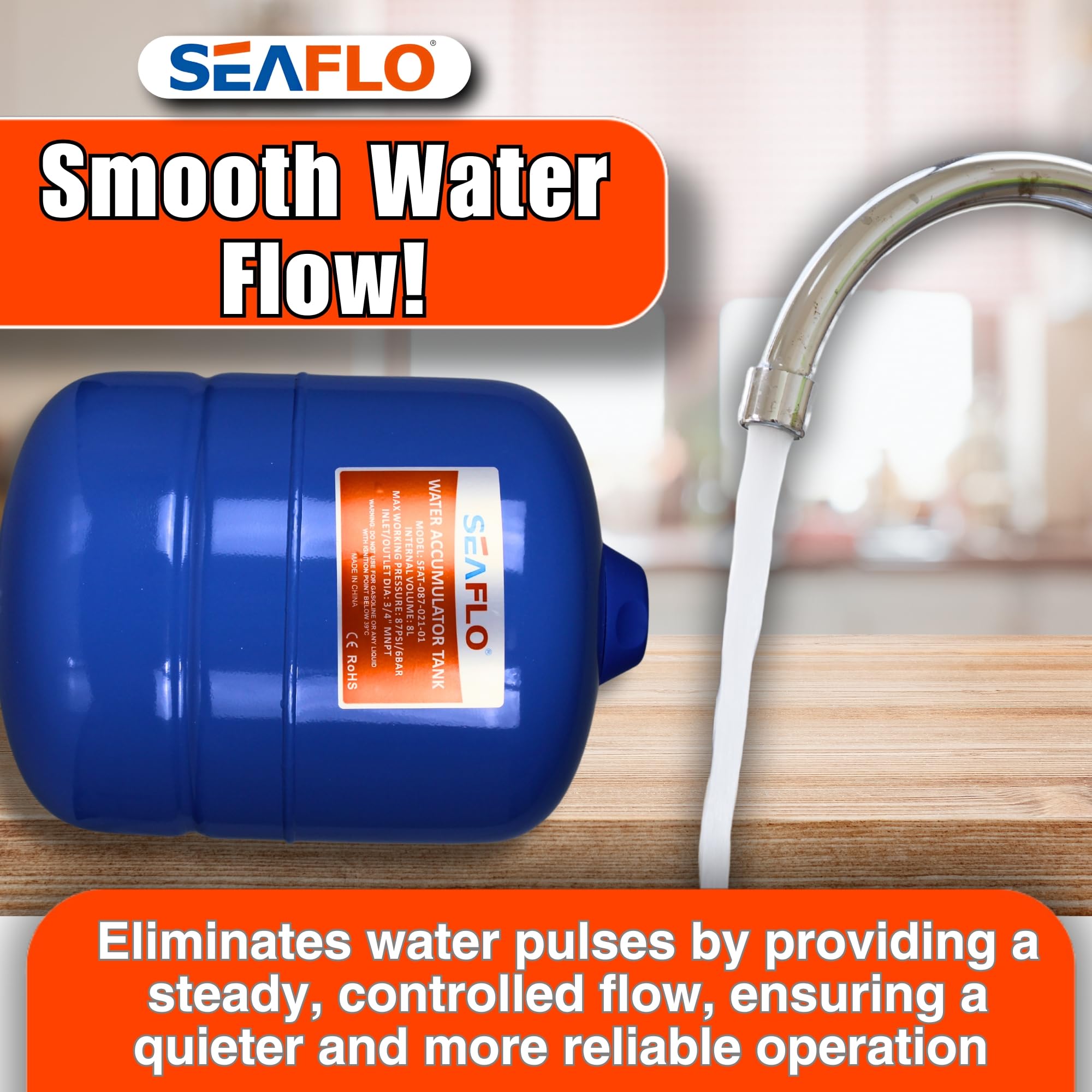 Seaflo Pre-Pressurized Accumulator Tank (2 Gallon)