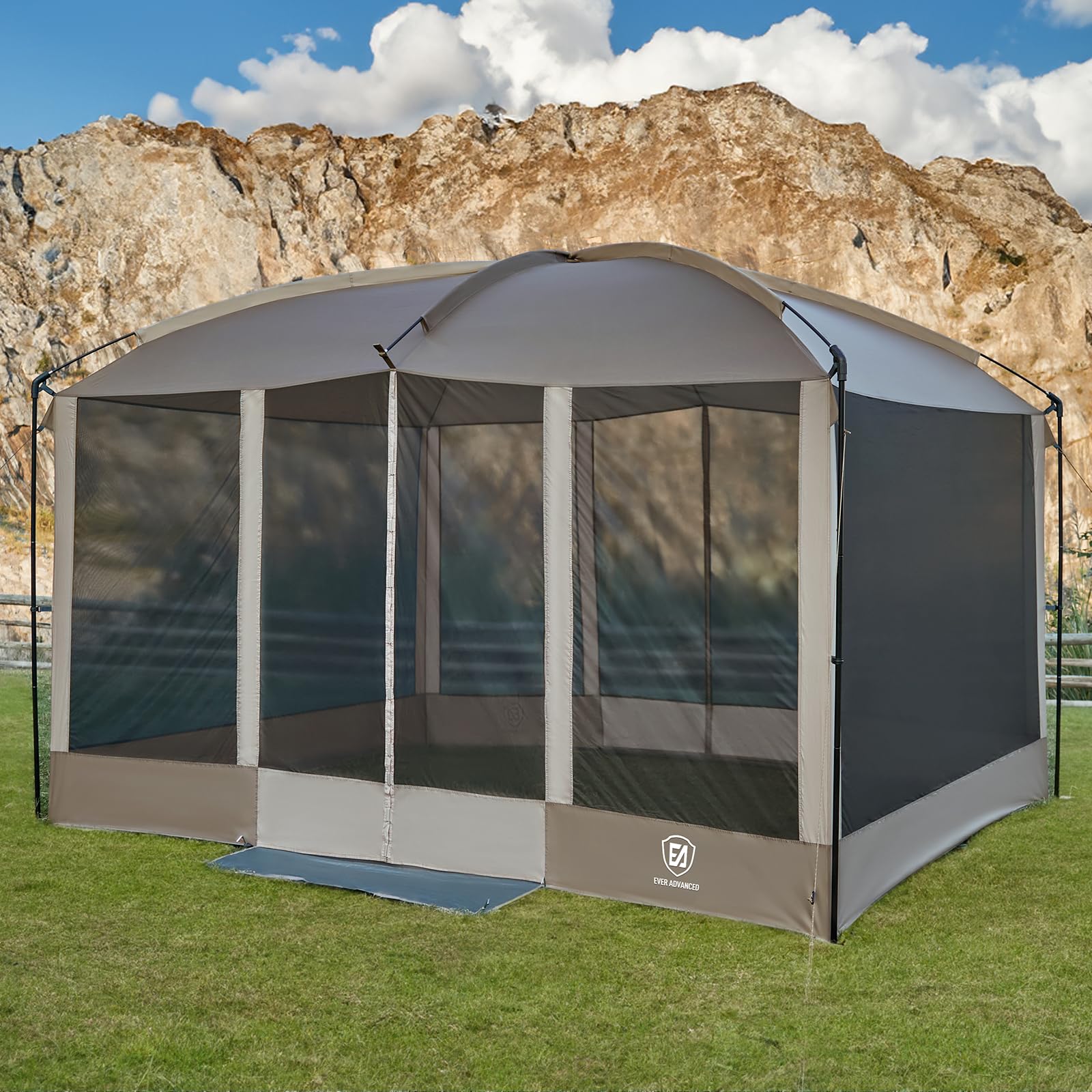 Ever Advanced Magnetic Screen House Room 11X9Ft, Hands-Free Entry,Screenhouse With Sun Protection For Camping&Picnic, 11X9Ftcamp