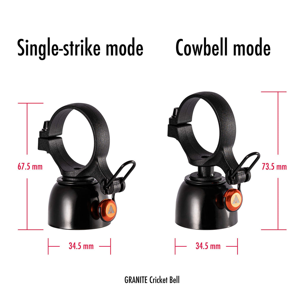 Granite Cricket Mountain Bike Bell With Single-Strike Mode And Constant Cowbell Mode, Bike Bell For Mountain Bike, Bmx Bike, Roa