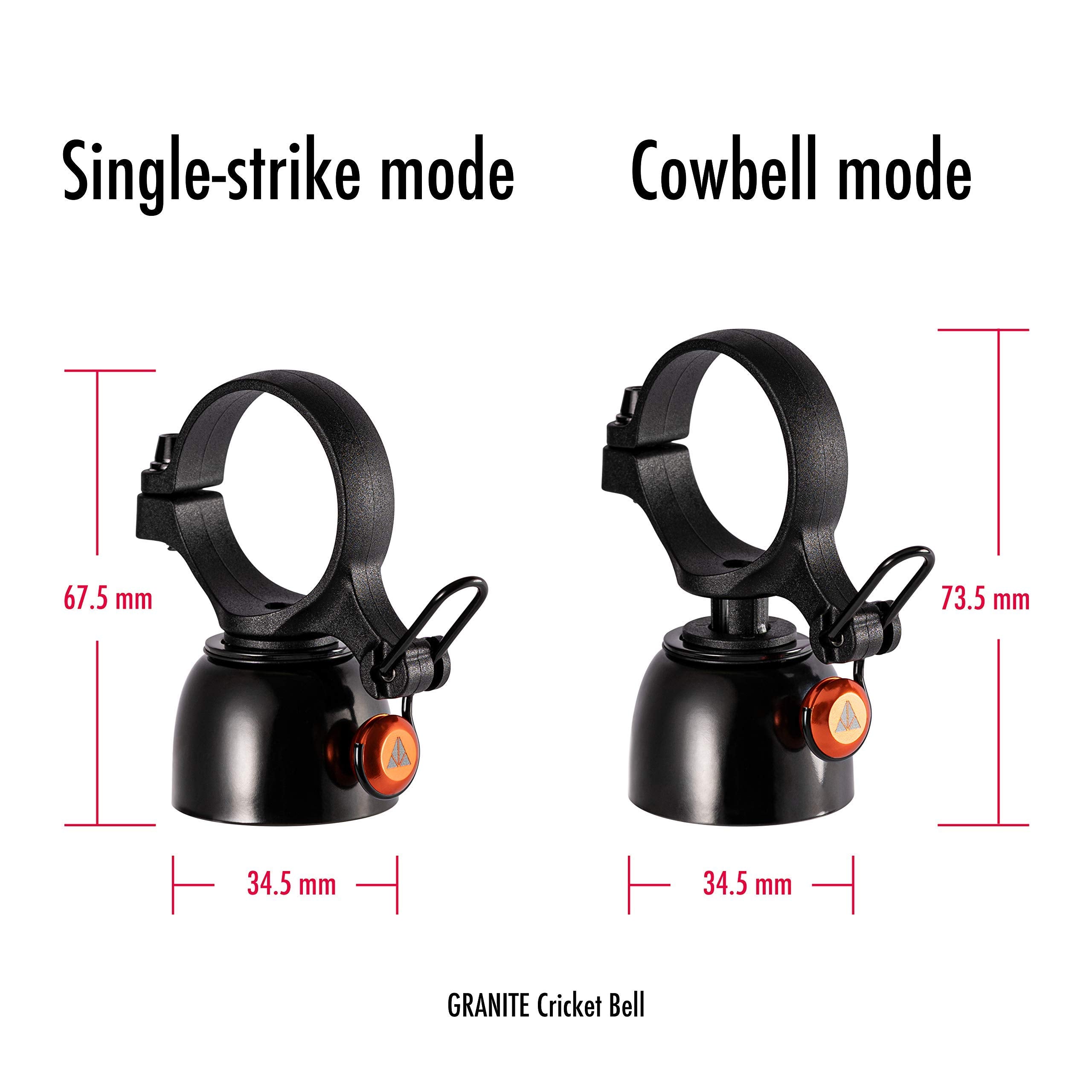 Granite Cricket Mountain Bike Bell With Single-Strike Mode And Constant Cowbell Mode, Bike Bell For Mountain Bike, Bmx Bike, Roa
