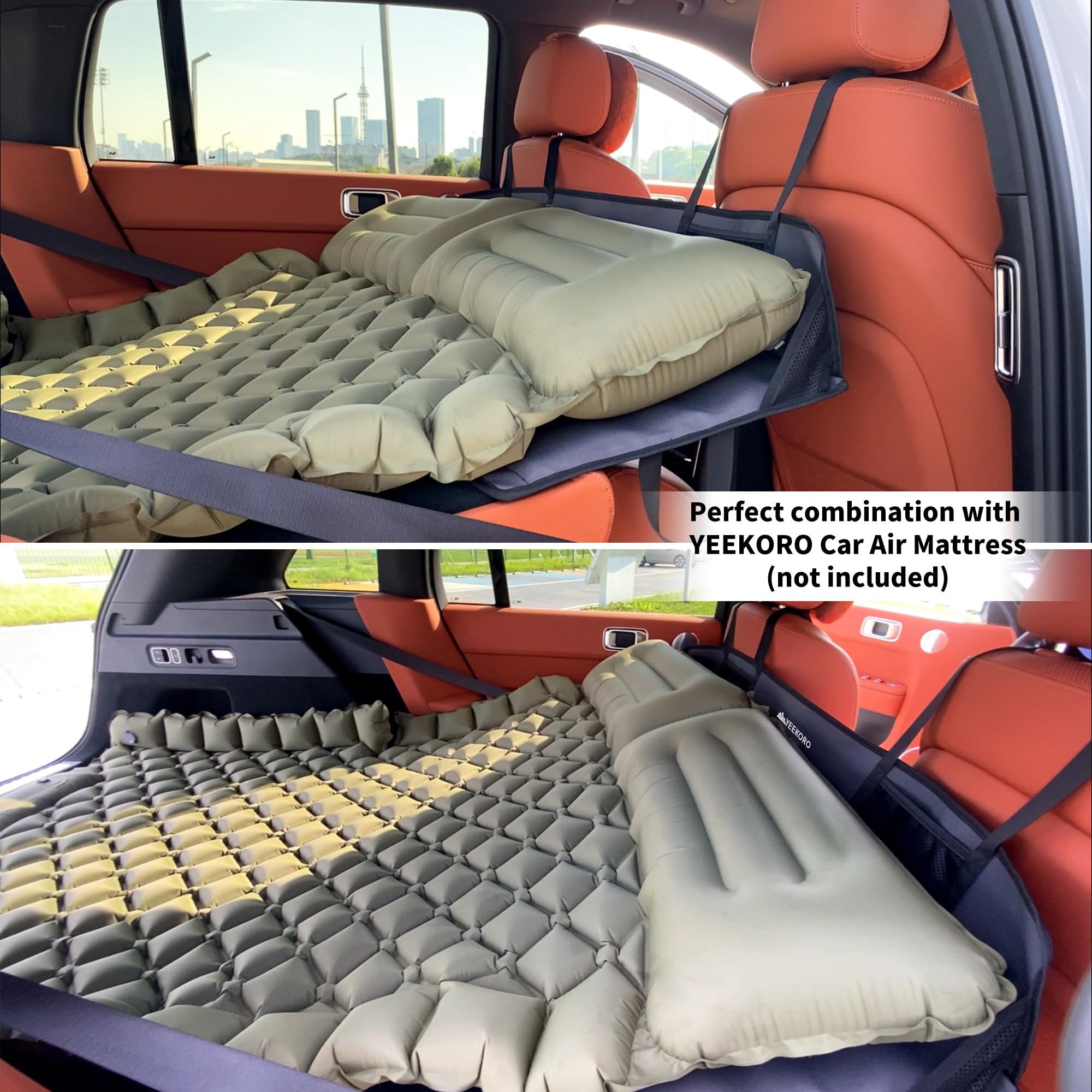 Yeekoro Car Rear Seat Mattress Extension Plate, Foldable Car Back Seat Extender,Portable Mattress For Sleeping, Increase Travel