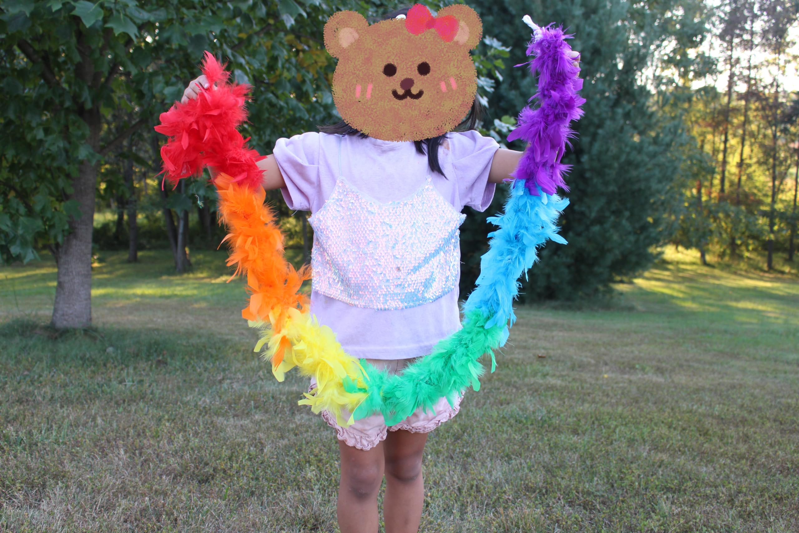 Kids Feather Boa 25 Gram, 4 Feet Long Chandelle Feather Boa, Great For Party, Wedding, Halloween Costume, Christmas Tree, Decora