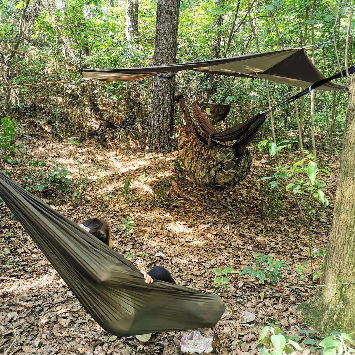 Onewind 12Ft Camping Hammock With Mosquito Net, Ridgeline Double Hammock Portable Lightweight Large Hammock Ripstop Nylon Durabl