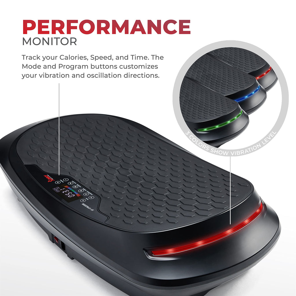 Sunny Health & Fitness 4D Vibration Plate for Lymphatic Drainage - Curved Vibrating Machine with 7 Modes & 30 Speeds | Whole Bod
