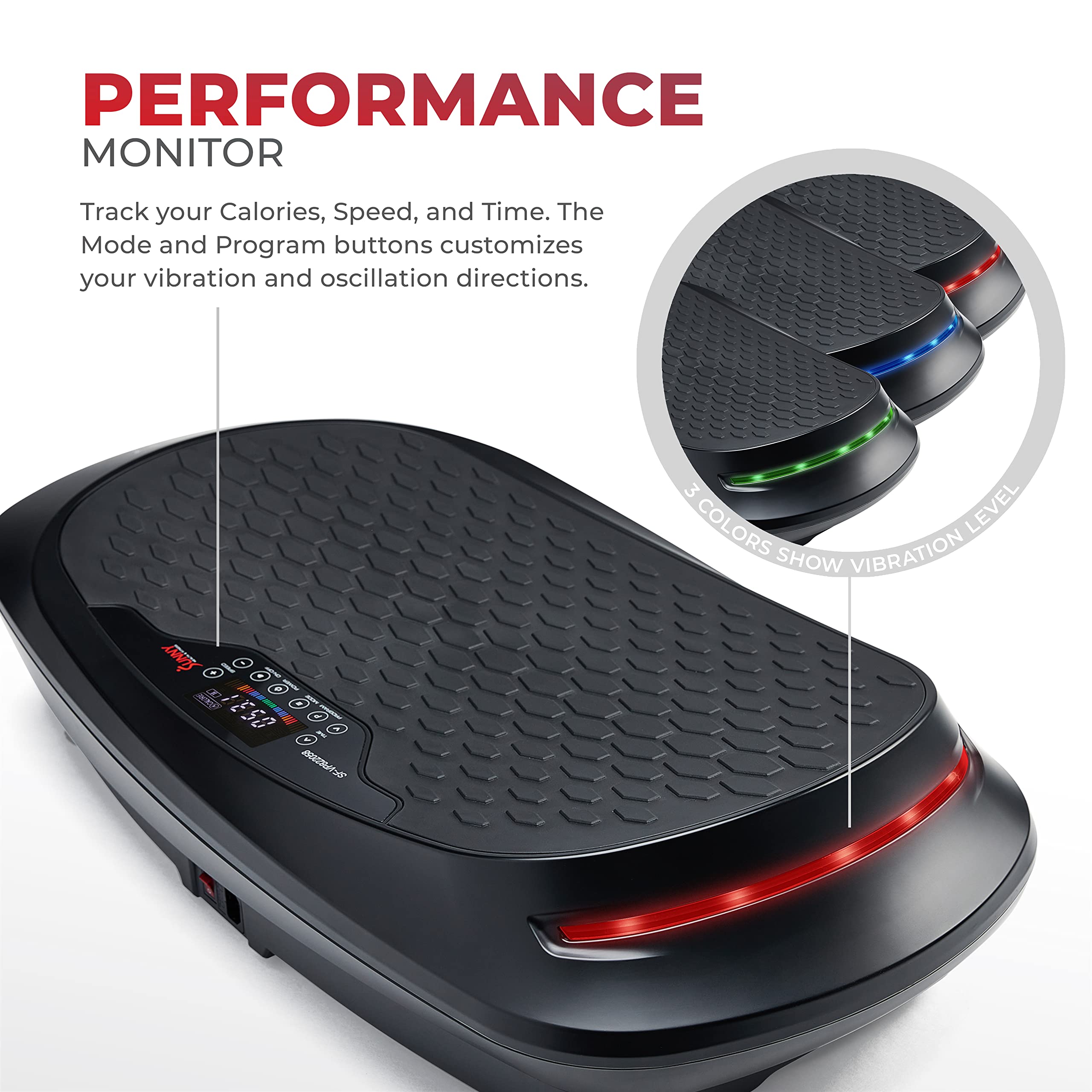 Sunny Health & Fitness 4D Vibration Plate for Lymphatic Drainage - Curved Vibrating Machine with 7 Modes & 30 Speeds | Whole Bod