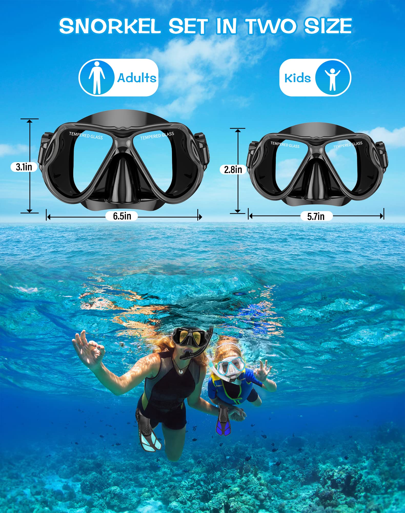 Greatever Dry Snorkel Set,Panoramic Wide View,Anti-Fog Scuba Diving Mask,Professional Snorkeling Gear