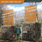 Funhorun Hunting Blind With Floor Mat, 360 Degree See Through Ground Blind With Carrying Bag, 3/4 Person Pop Up Camouflage Tent