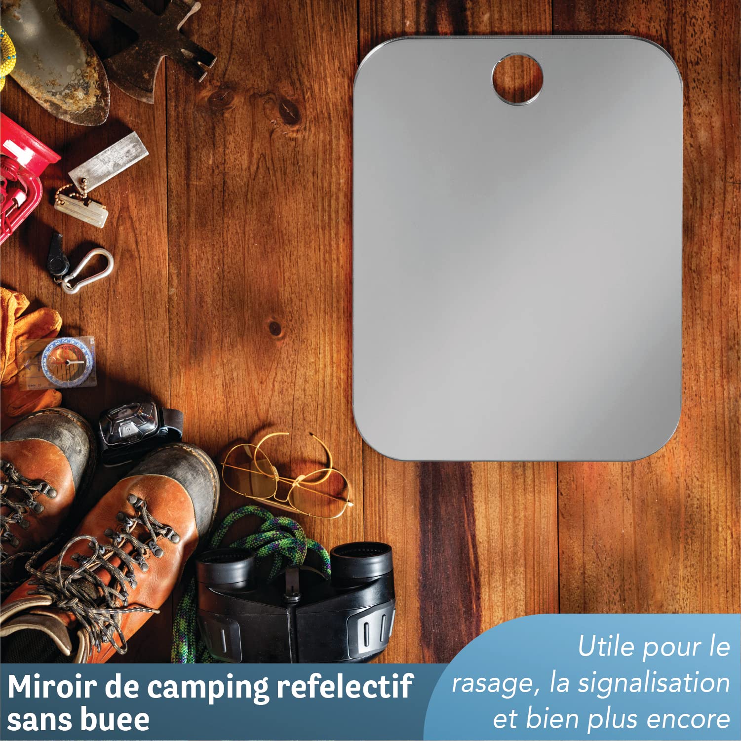 The Shave Well Company Anti-Fog Camping Mirror For Shower, Shaving, Signaling, And More  Fogless Bathroom Shower Mirror For Show