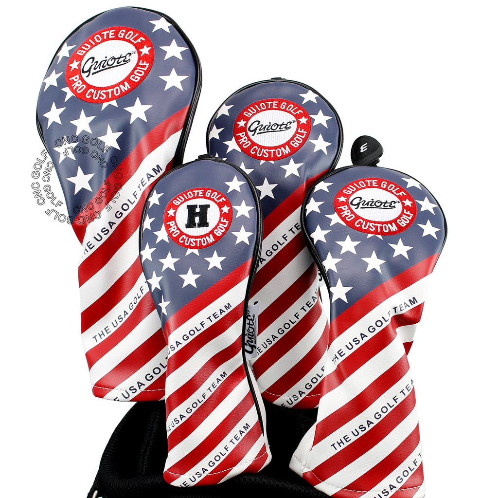 Guiote Team Usa 1 3 5 H Golf Headcover White Vintage Retro Patriotic Driver Fairway Wood Hybrid Cover
