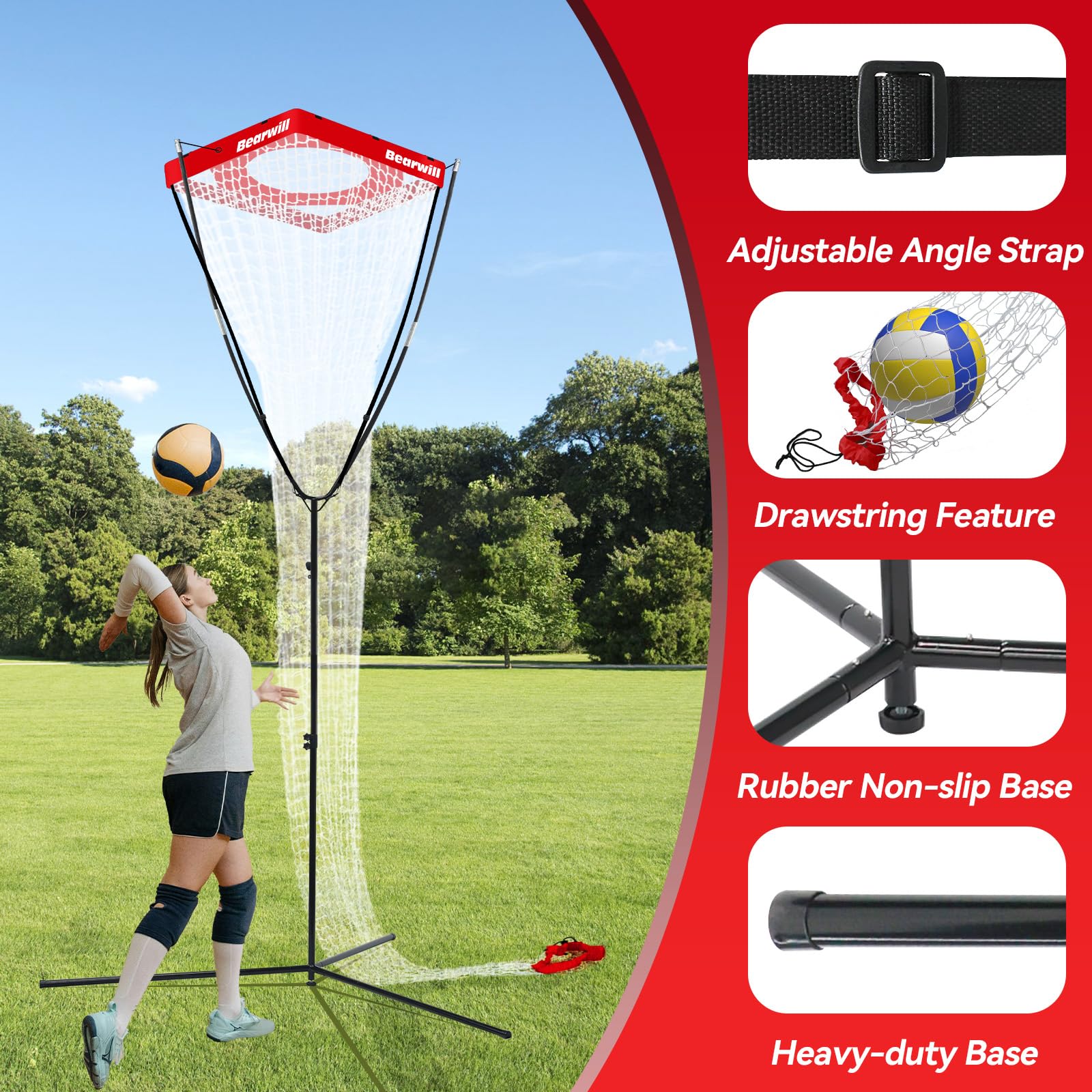 Volleyball Setter Trainer Net,Volleyball Training Equipment Adjustable Angle Height 8-13 Ft Setter Net,Indoor Outdoor Volleyball