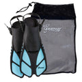 Seavenger Torpedo Swim Fins | Travel Size | Snorkeling Flippers With Mesh Bag For Women, Men And Kids (Dodger Blue, L/Xl)