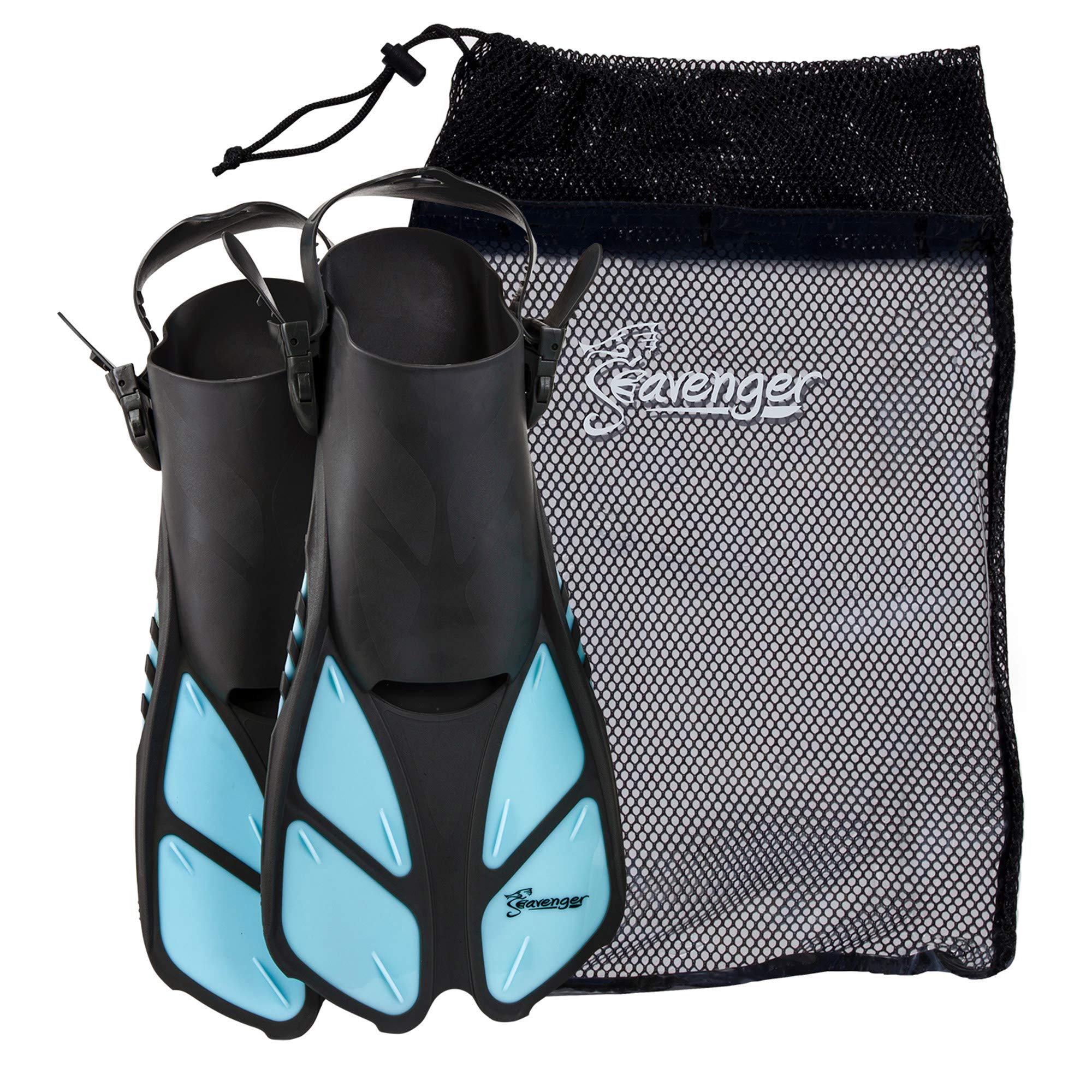 Seavenger Torpedo Swim Fins | Travel Size | Snorkeling Flippers With Mesh Bag For Women, Men And Kids (Dodger Blue, Xs/Xxs)