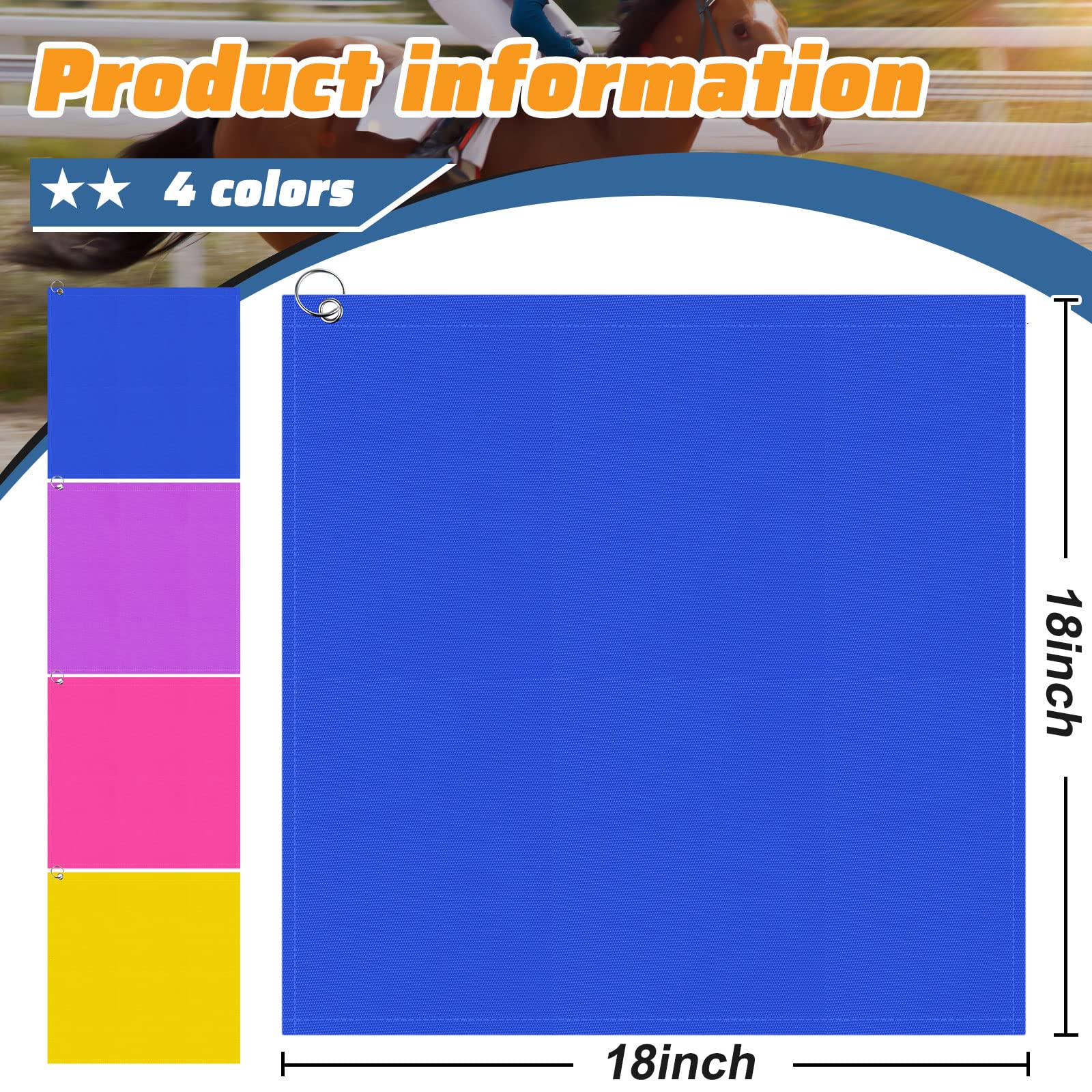 Equestrian Training Flag 4 Pieces Equestrian Training Equipment Equestrian Nylon Flag Without Flagpole(Yellow, Pink, Purple, Dar