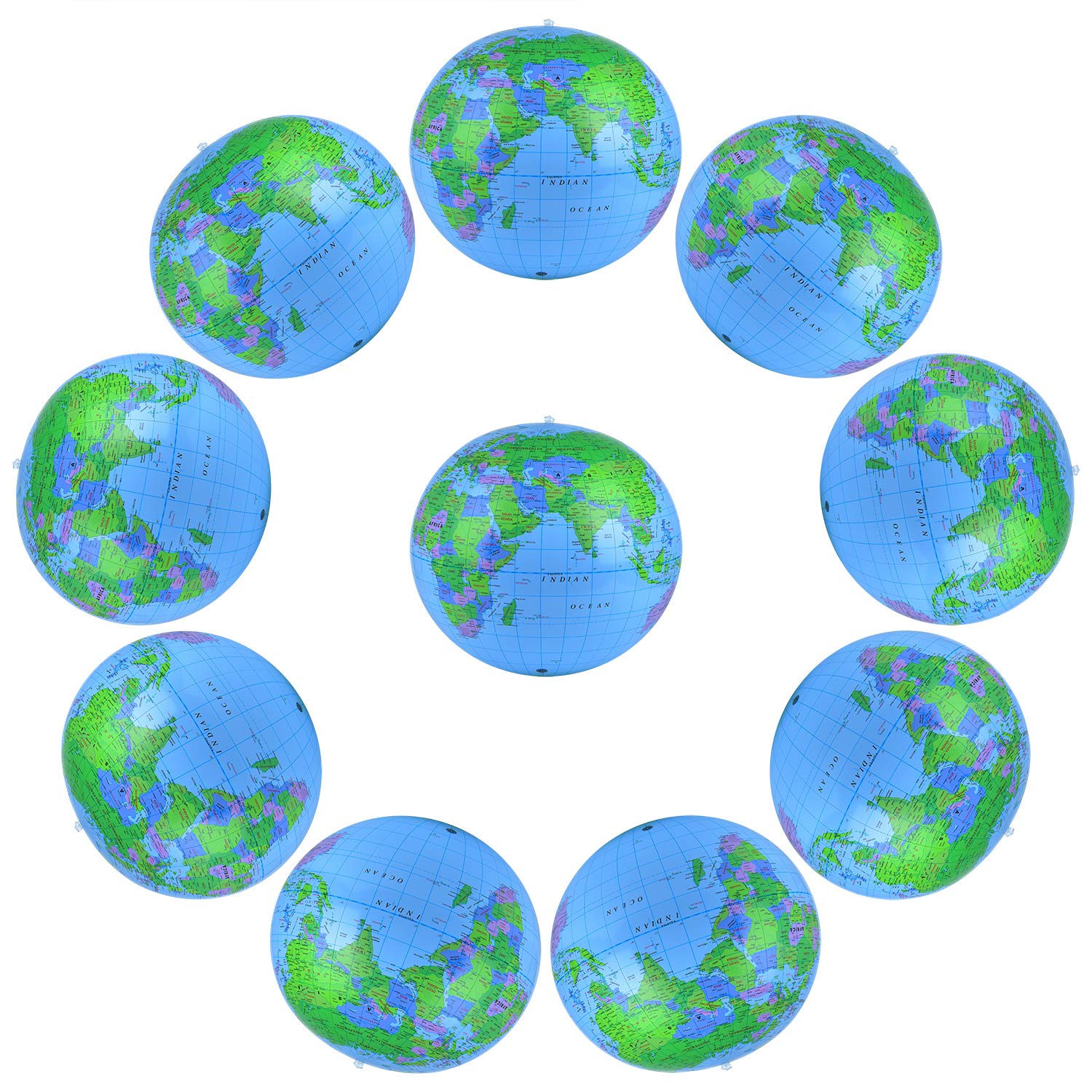 Coopay 10 Pack Inflatable Globe Pvc World Globe Inflatable Earth Beach Ball For Beach Playing Or Teaching