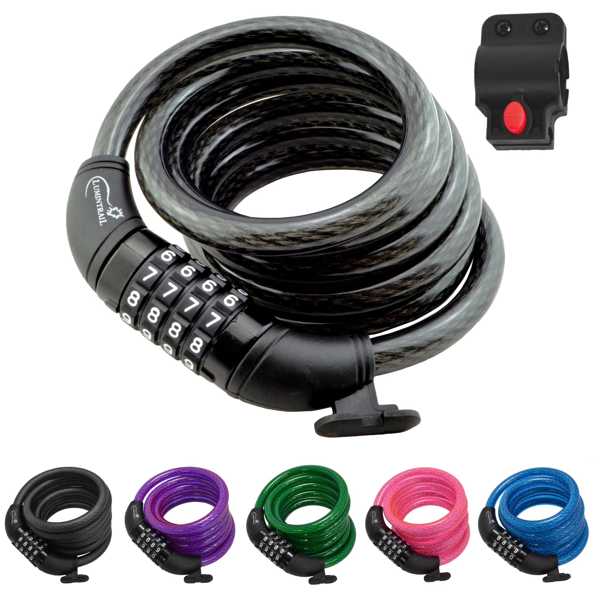 Lumintrail Combination Bike And Scooter Lock Cable - 4Ft Bike Locks Heavy Duty Anti Theft With Combinations - Bike Cable Lock Co