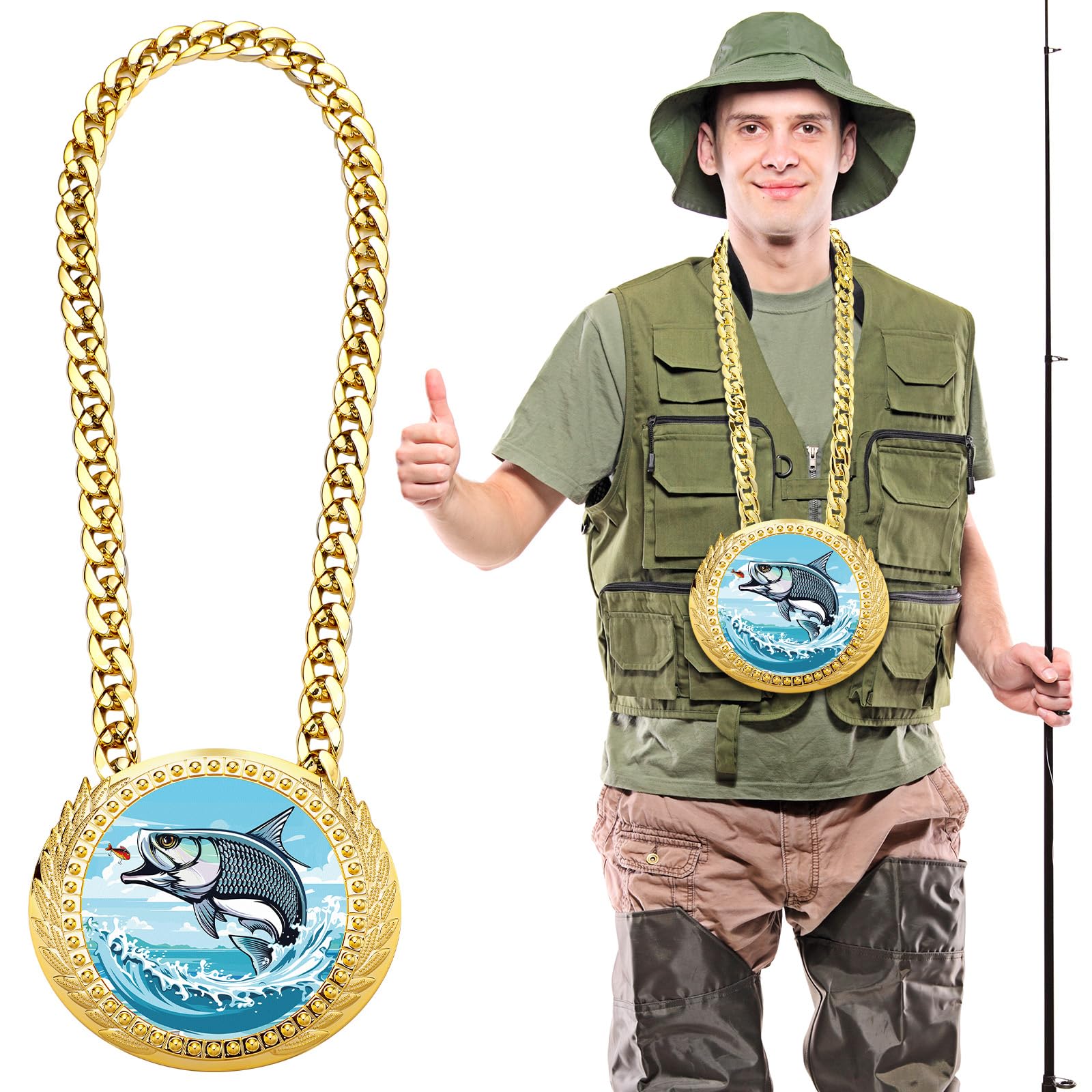 Tondiamo Sports Mvp Turnover Chain Medal 6 Big Gold Champ Award Necklace Chain Baseball Basketball Football Soccer Softball Voll