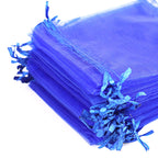 Lautechco 100Pcs Organza Bags 5X7 Inches Royal Blue Organza Gift Bags Small Mesh Bags Drawstring Gift Bags Christmas Drawstring