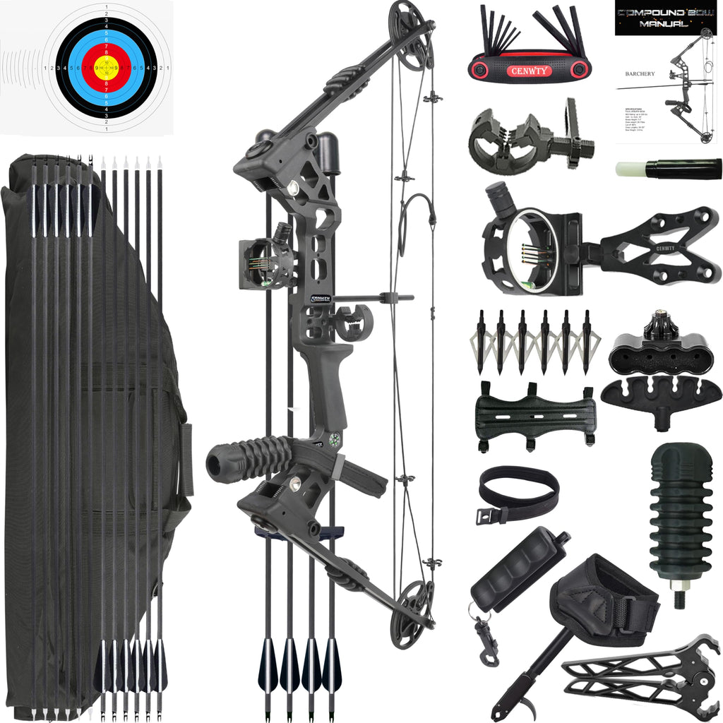 Cenwty Archery Compound Bow Set 20-70 Lbs, Draw Length 24''-30'', Up To Ibo 320 Fps, Hunting Compound Bow With All Accessories F