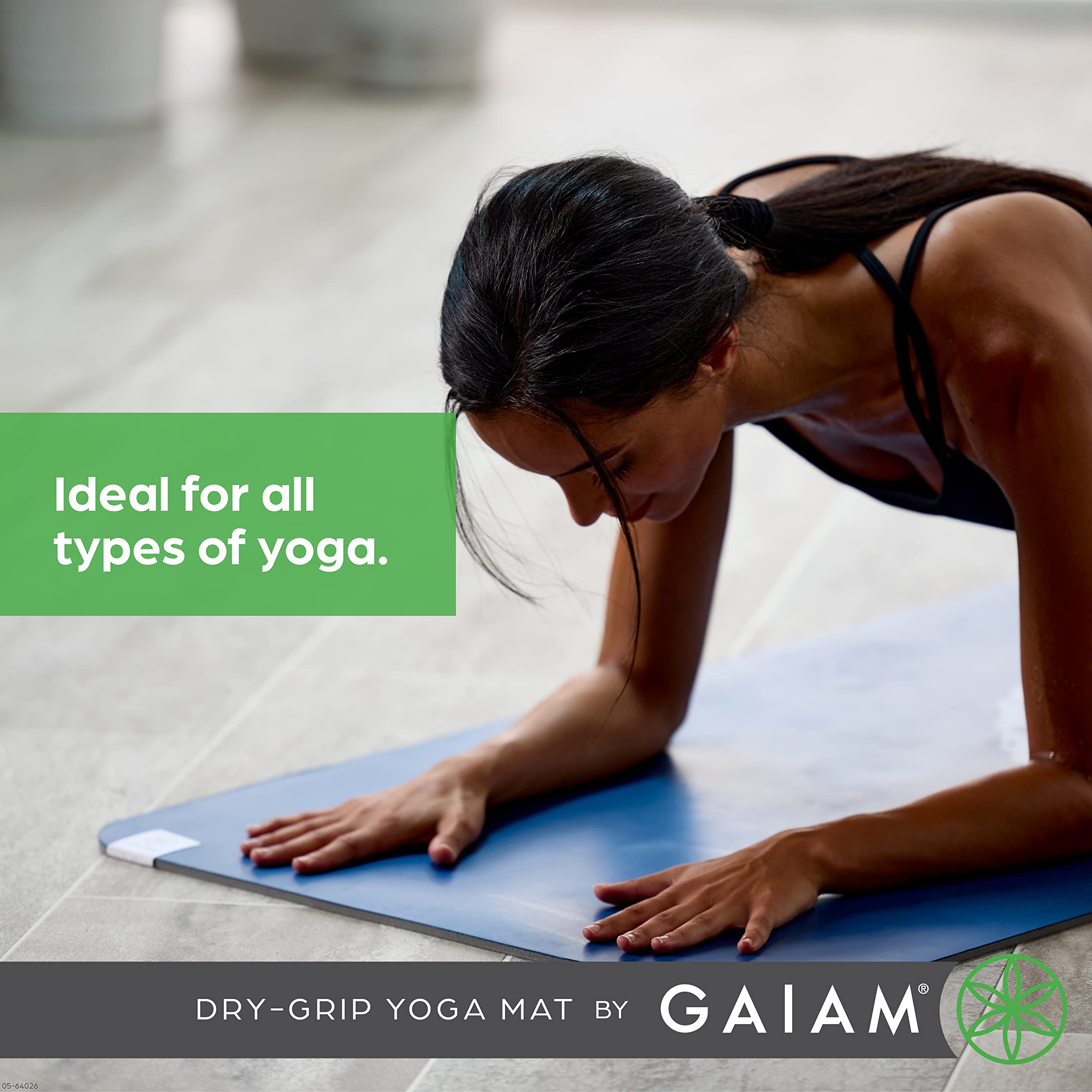 Gaiam Dry-Grip Yoga Mat - 5Mm Thick Non-Slip Exercise & Fitness Mat For Standard Or Hot Yoga, Pilates And Floor Workouts - Cushi