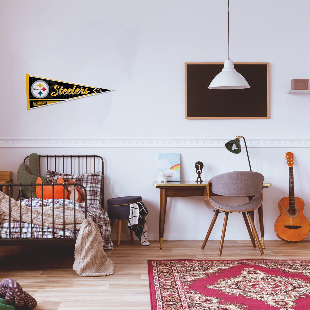 Rico Industries Nfl Football Pittsburgh Steelers Classic 12'' X 30'' Felt Wall D  Cor Pennant - Great For Home/Bed Room/Man Cave