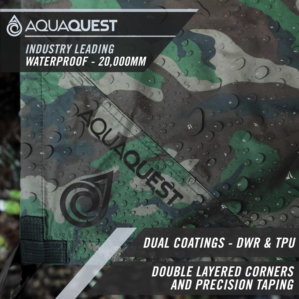 Aquaquest Defender Tarp - Heavy-Duty Waterproof (20,000 Mm) Seam-Taped Rain Fly For Camping, Bushcraft & Survival - 20  13 Woodl