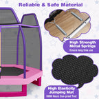 GYMAX Trampoline for Kids, 7FT Toddler Trampoline with Safety Enclosure Net & Seamless Spring Pad, Heavy Duty Small Indoor/Outdo