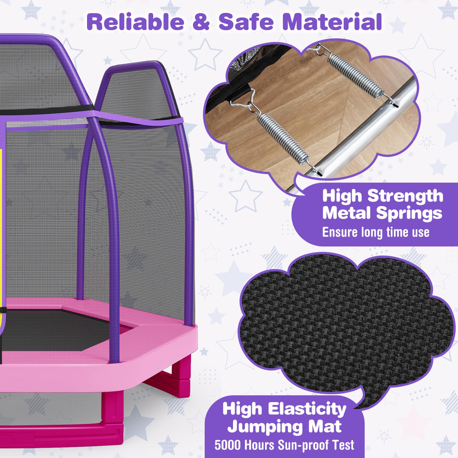 GYMAX Trampoline for Kids, 7FT Toddler Trampoline with Safety Enclosure Net & Seamless Spring Pad, Heavy Duty Small Indoor/Outdo