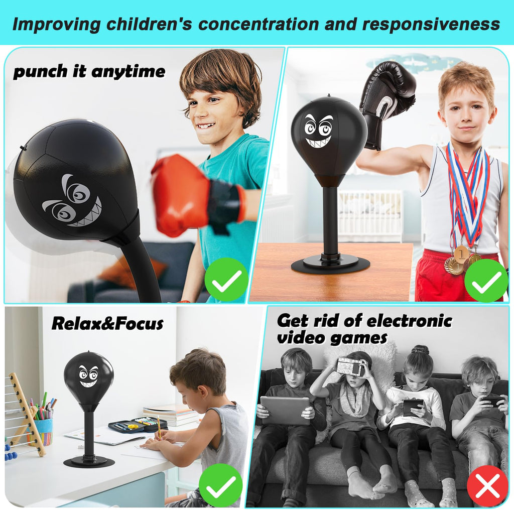 HZG Desktop Punching Bag, Stress Buster with Suction Cup for Office Table and Counters, Heavy Duty Stress Relief Ball, Desk Boxi